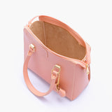 Peach handbag with flower charm for women