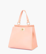 Peach front lock top-handle mini bag  for women