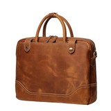 Vintage Brown Full-Grain Leather Messenger Bag