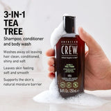 American Crew 3-en-1 Tea Tree Shampooing, Revitalisant et Nettoyant Corporel | 1 L