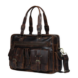 Distressed Dark Brown Leather Briefcase