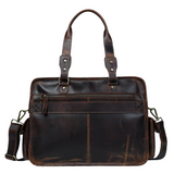 Distressed Dark Brown Leather Briefcase